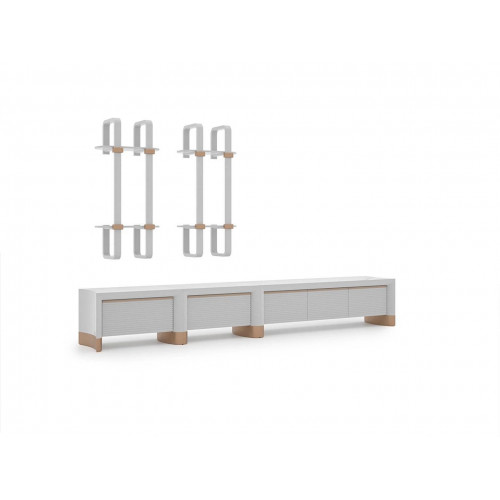 Wohnzimmer Holzmöbel TV-Ständer Design 2x Wandregale Modern Einrichtung von Xl Moebel
