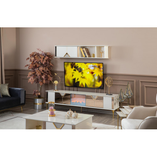 Wohnzimmer Möbel Wohnwand TV-Ständer Wandregal Holz Weißer neu Modern von Xl Moebel