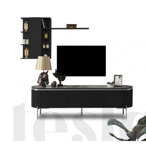 Wohnzimmer Set Besteht aus Schwarz TV Lowboard und Wandschrank 2tlg. von Xl Moebel