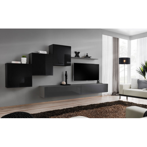 Wohnzimmer Set Wandregal TV-Ständer Grau Wohnwand Luxus Schrank Design 6tlg.Neu von Xl Moebel