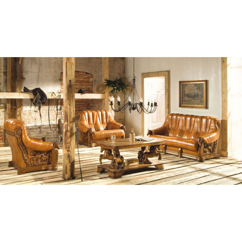 Wohnzimmer Sofagarnitur Couch Sitz Sofa Leder Holz 3+2 Set Garnitur Neu von Xl Moebel