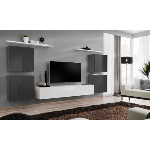 Wohnzimmer Weiß Wohnwand Set Wandregal TV-Ständer Holzmöbel 2x Vitrine Wohnwand Wohnzimmer Weiß Wohnwand Set Wandregal TV-Ständer Holzmöbel 2x Vitrine Wohnwand von Xl Moebel