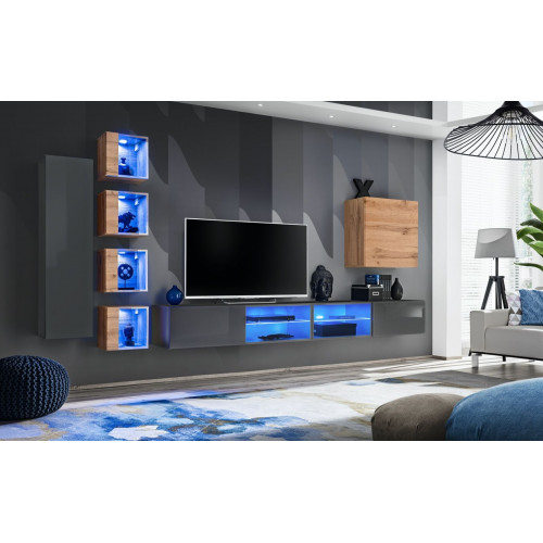 Wohnzimmer Wohnwand Grau Modern Möbel TV-Ständer Wandschrank Regale Wohnzimmer Wohnwand Grau Modern Möbel TV-Ständer Wandschrank Regale von Xl Moebel