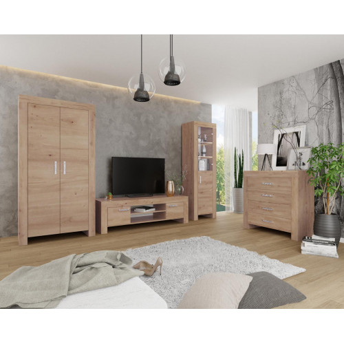 Wohnzimmer Wohnwand Set Gruppe Garnitur Vitrine Kommode 4tlg. Holz Möbel Regal von Xl Moebel