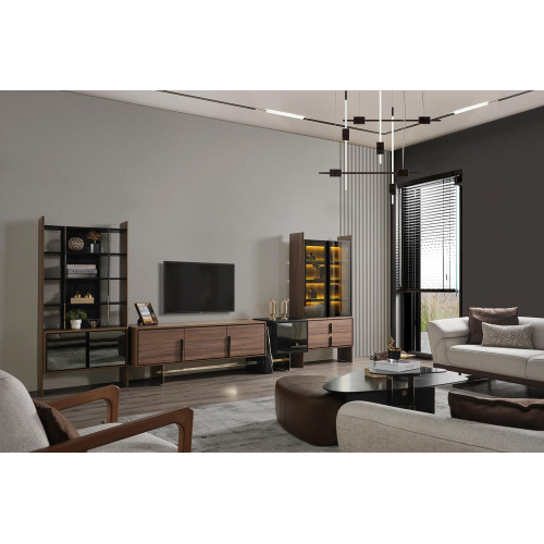 Wohnzimmer Wohnwand TV-Ständer Vitrine Bücherregal Holz Möbel Modern von Xl Moebel