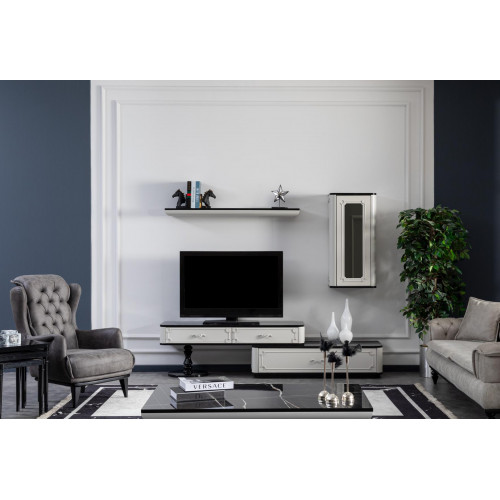 Wohnzimmermöbel Set Designer Sessel Wohnwand Einrichtung neu weiß von Xl Moebel