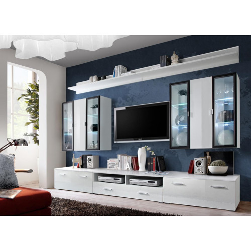 Wohnzimmermöbel Set Designer Wohnwand Einrichtung Wandschrank Weiß von Xl Moebel