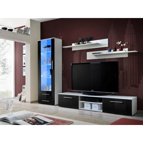 Wohnzimmermöbel Weiß Wohnwand Sideboard TV-Ständer Vitrine Hochglanz Regale von Xl Moebel