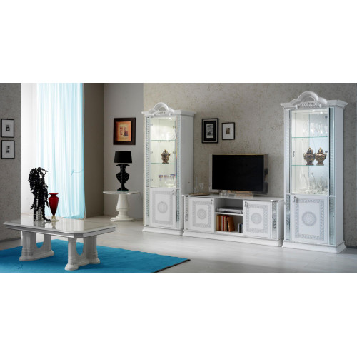 Wohnzimmerset Wohnwand Vitrine Kommode Tisch RTV Vitrinen Komplett 3tlg Set Neu von Xl Moebel