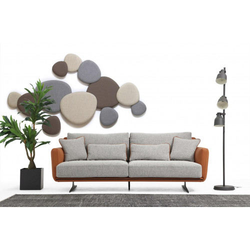 Zweisitzer Sofa 2 Sitzer Stoff Orange Modern Design Wohnzimmer Grau von Xl Moebel