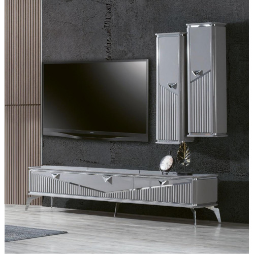rtv Sideboard tv Ständer Fernseher Wand Wohnwand Lowboard Grau Hochglanz von Xl Moebel
