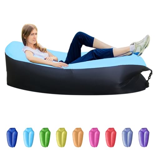 Xlabor Aufblasbares Sofa Wasserdicht Luft Sofa Wasserdicht Air Lounger mit Portable Paket Air Bett tragbares Lazy Lounger für Camping, Beach, Park, Strand hellblau von Xlabor
