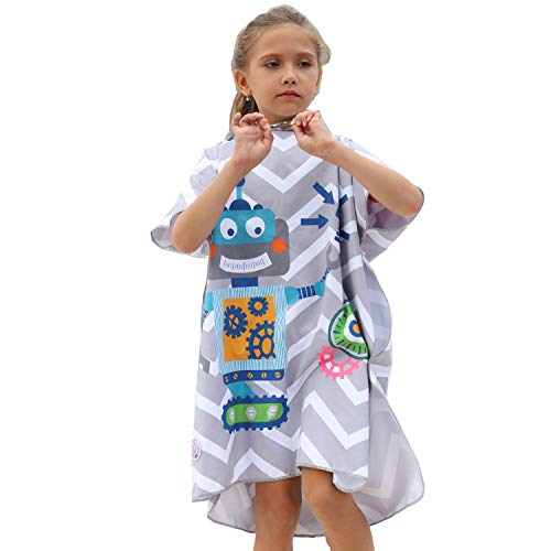 Xlabor Kinder Badeponcho mit Kapuzen Mikrofaser Schnelltrockend Strandtuch Bademantel Duschtuch Handtuch Schwimmen Surfing Strand Motiv-A L von Xlabor