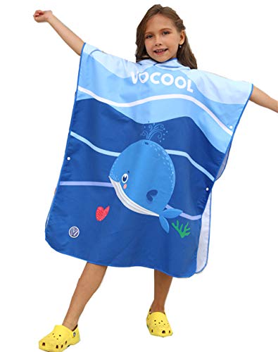 Xlabor Kinder Badeponcho mit Kapuzen Mikrofaser Schnelltrockend Strandtuch Bademantel Duschtuch Handtuch Schwimmen Surfing Strand Motiv-F L von Xlabor