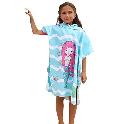 Xlabor Kinder Badeponcho mit Kapuzen Mikrofaser Schnelltrockend Strandtuch Bademantel Duschtuch Handtuch Schwimmen Surfing Strand Motiv-I L von Xlabor