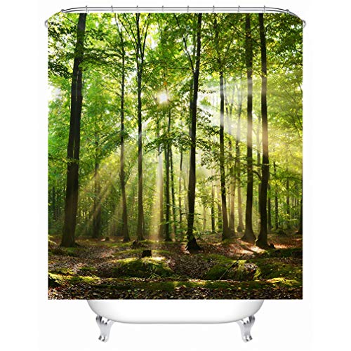 Xlabor Pflanzen Motiv Duschvorhang Wasserdicht Stoff Anti-Schimmel inkl. 12 Duschvorhangringe Waschbar Badewannevorhang 180x180cm Muster-D von Xlabor