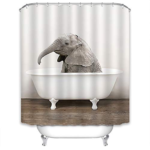 Xlabor Premium Tier Duschvorhang Wasserdicht Anti-Schimmel Stoff inkl. 12 Duschvorhangringe für Badezimmer Elefant 180x200cm von Xlabor