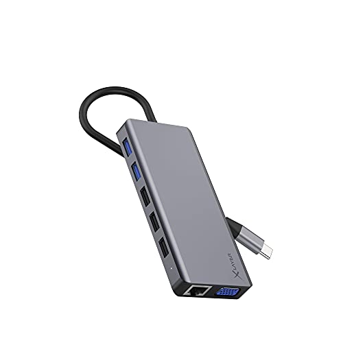 XLayer Docking Station 13-in-1 | USB C Hub Multiport Adapter HDMI SD 4K | Kompatibel für MacBook Pro Air, iPad, Chromecast, Switch, PS, Windows Geräte und Monitoren | Space Grey von Xlayer