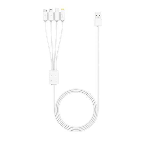 XLayer Octopus Kabel, 4 in 1 Multi-USB-Ladekabel zum Aufladen von bis zu 4 Geräten gleichzeitig, Geeignet für Smartphone und Tablet, Weiß von Xlayer