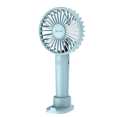 XLayer Mini Handventilator I Tischventilator I Wiederaufladbar I Tragbarer Akku Ventilator leise I 3 Geschwindigkeiten I Mini Ventilator für Reisen, Büro, Festival, Camping I Geschenke für Frauen von Xlayer