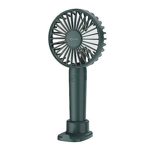 Xlayer Mini Handventilator I Tischventilator I Wiederaufladbar I Tragbarer Akku Ventilator leise I 3 Geschwindigkeiten I Mini Ventilator für Reisen, Büro, Festival, Camping I Geschenke für Frauen von Xlayer