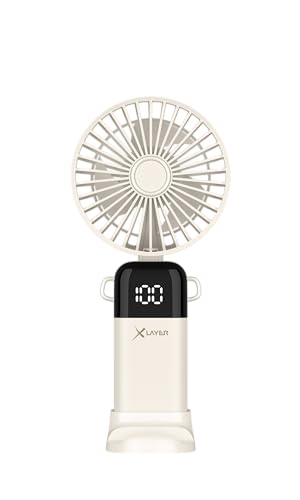 Xlayer Ventilator klappbarer Handventilator mit Smartphone Halterung 1.200 mAh (Beige) von Xlayer
