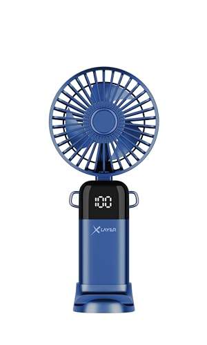 Xlayer Ventilator klappbarer Handventilator mit Smartphone Halterung 1.200 mAh (Blau) von Xlayer