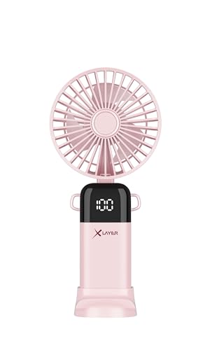 Xlayer Ventilator klappbarer Handventilator mit Smartphone Halterung 1.200 mAh (Pink) von Xlayer
