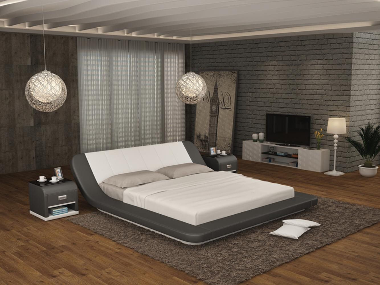 Xlmoebel, Wasserbett Doppelbett aus Leder mit Wasserbett für Hotels inklusive USB, (Wasserbett LB8826), Hergestellt in Europa von Xlmoebel