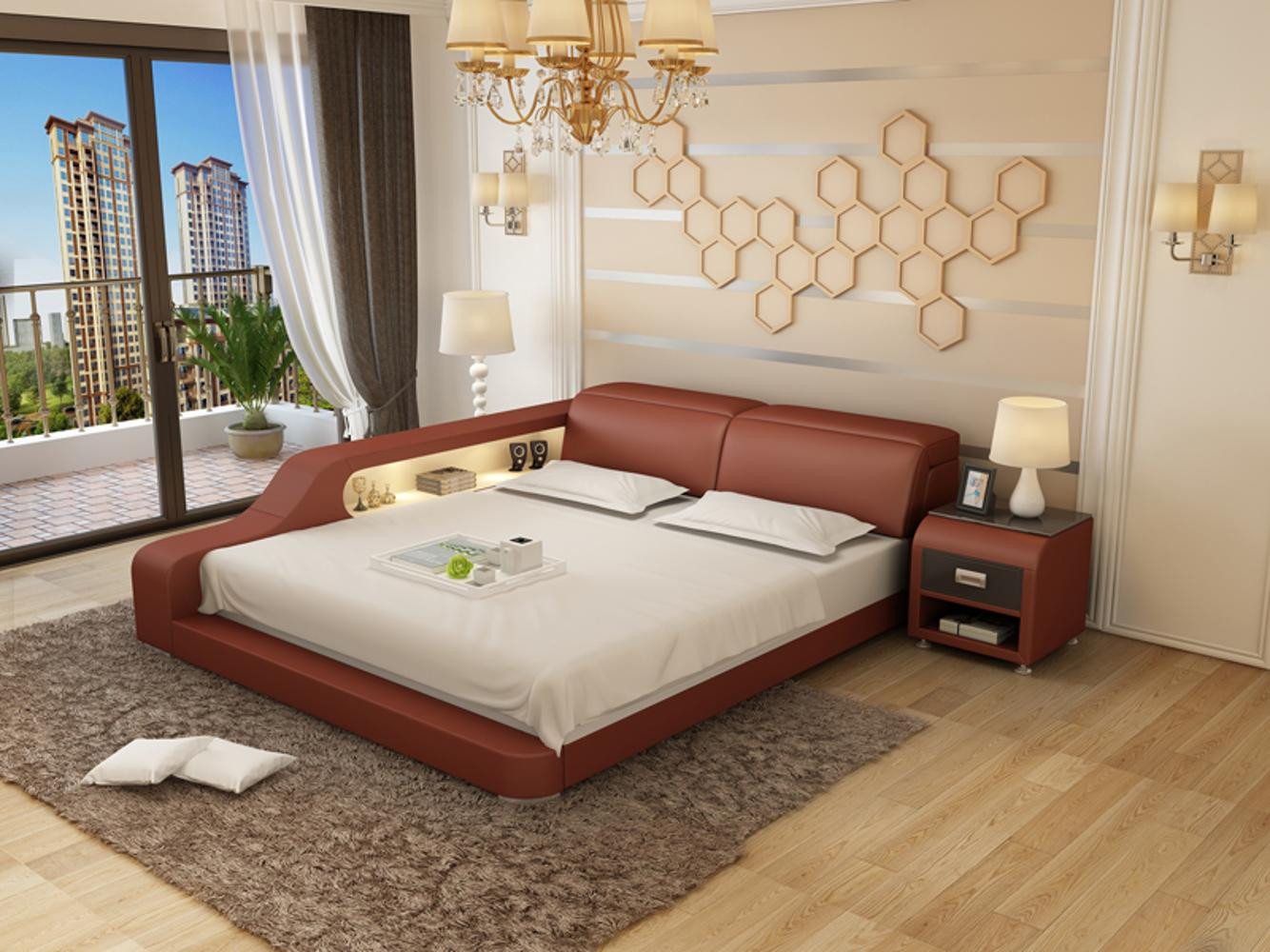 Xlmoebel, Wasserbett Hotel Doppelbett Komplettset Lederbett Polsterbett Wasser, (Wasserbett LB8818), Hergestellt in Europa von Xlmoebel