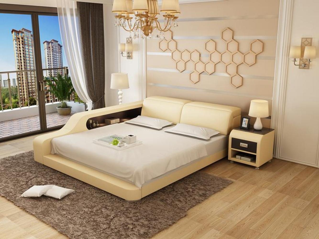Xlmoebel, Wasserbett Hotel Doppelbett Komplettset Lederbett Polsterbett Wasser, (Wasserbett LB8818), Hergestellt in Europa von Xlmoebel