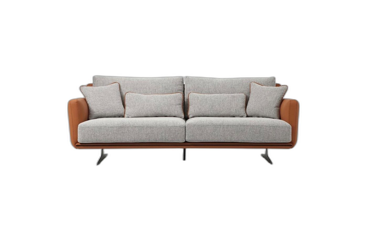 Xlmoebel 2-Sitzer Doppelsofa 2-Sitzer Stoff Orange Zeitgemäßes Design Wohnraum Grau, 1 Teile, Hergestellt in Europa von Xlmoebel