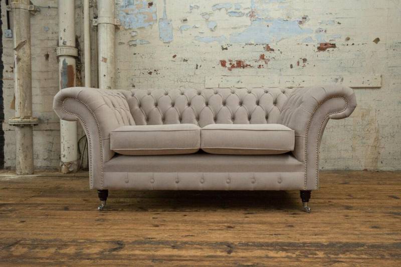 Xlmoebel 2-Sitzer Zweisitzer Chesterfield-Sofa in Beige aus Samt mit Polsterung, 1 Teile, Hergestellt in Europa von Xlmoebel