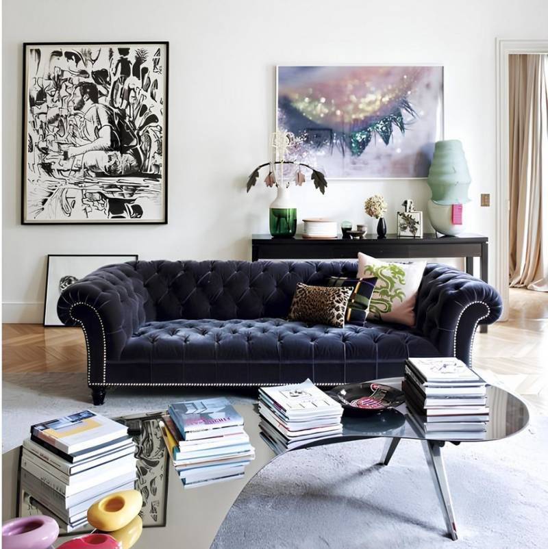 Xlmoebel 3-Sitzer Neu 3-Sitzer Designer-Polstersofa Chesterfield Couchen Garnitur, Hergestellt in Europa von Xlmoebel