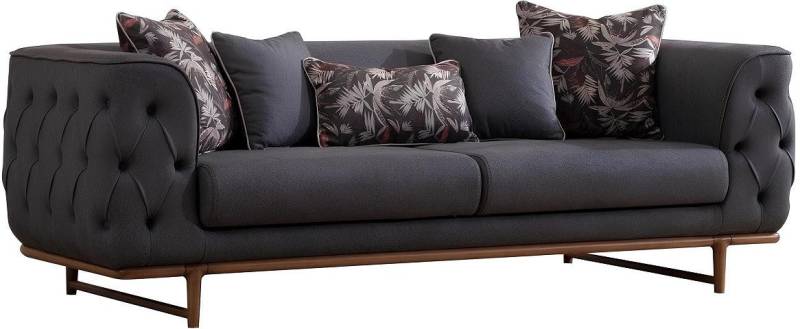 Xlmoebel 3-Sitzer Dunkelgraues Designer Chesterfield Sofa mit Schlaffunktion, Hergestellt in Europa von Xlmoebel