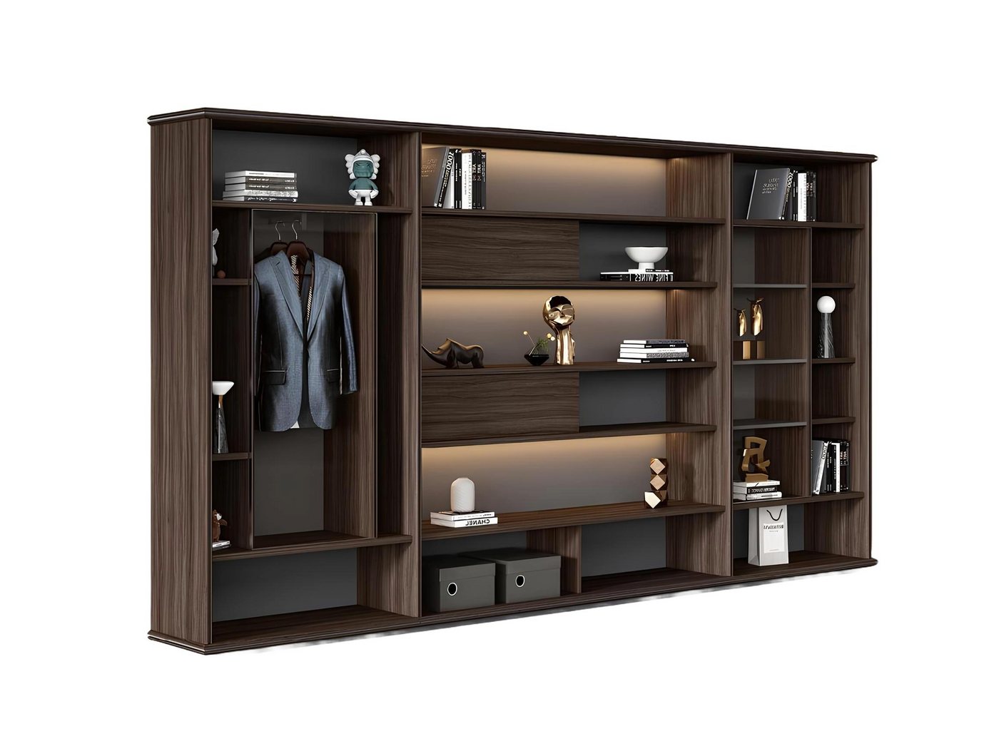 Xlmoebel Aktenschrank Großes Holzmöbel für das Büro in dunkelbrauner Farbe (Büroschrank) Hergestellt in Europa von Xlmoebel