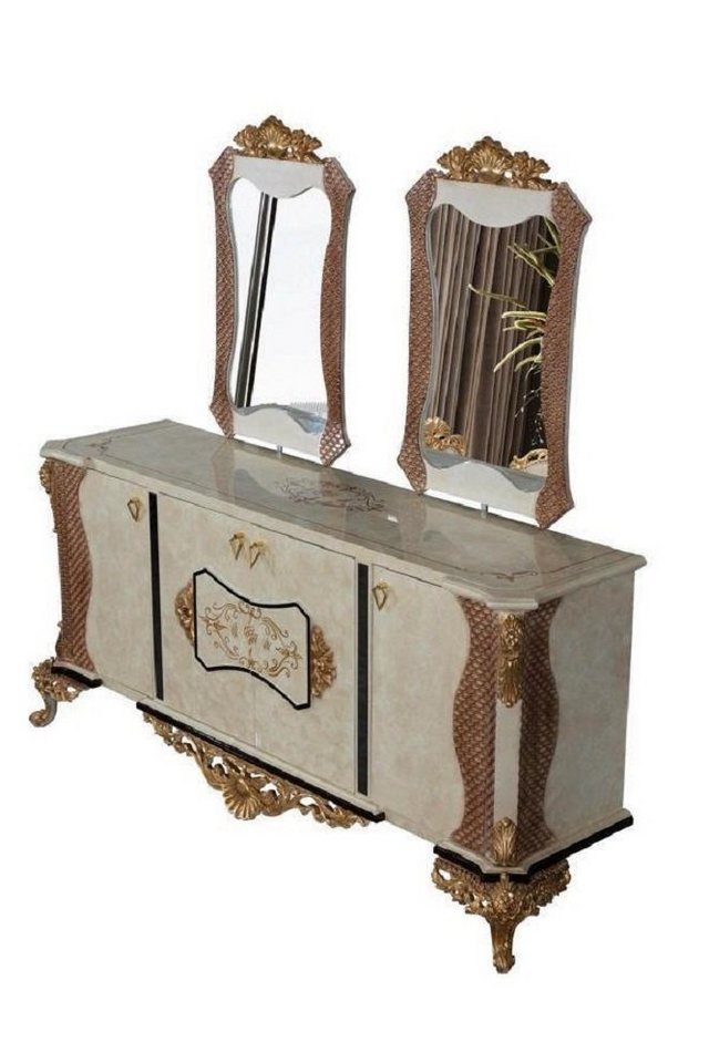 Xlmoebel Anrichte Beige Gold Anrichte Holz Designer Wohnzimmer (1 St), Hergestellt in Europa von Xlmoebel