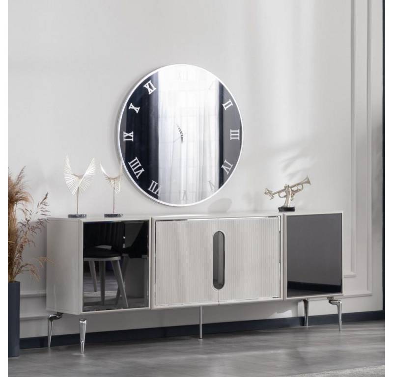 Xlmoebel Anrichte Design Sideboard Moderne Anrichte in Schwarz mit Spiegel SOFORT (Anrichte + Spiegel), Hergestellt in Europa von Xlmoebel
