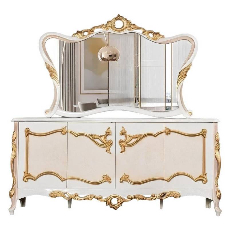 Xlmoebel Kommode Neue Barock-Kommode mit Spiegel und Holz-Schrank (Set 2 tlg. (Anrichte + Spiegel), Hergestellt in Europa von Xlmoebel