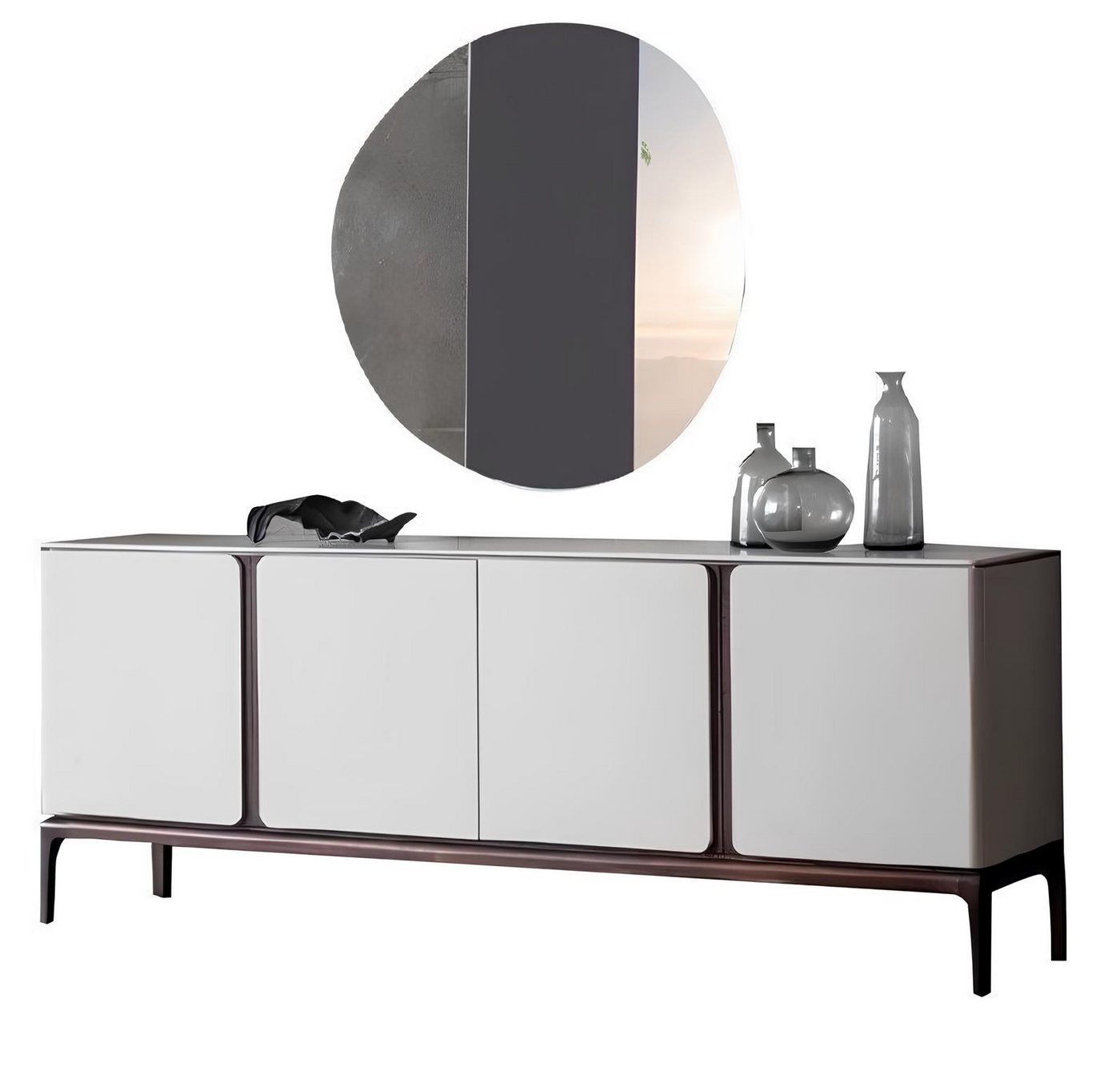 Xlmoebel Sideboard Wohnzimmer Anrichte Spiegel Luxus Gruppe Garnitur Set 2tlg neu grau (2 St., Anrichte + Spiegel), Hergestellt in Europa von Xlmoebel