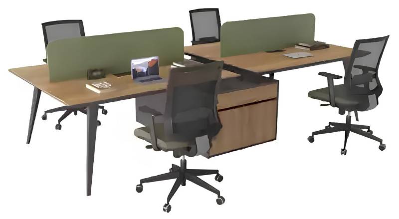 Xlmoebel Arbeitstisch Büroarbeitsplatzgruppe für 4 Personen Schreibtische Schreibutensilien (1-St., Schreibtisch), Hergestellt in Europa von Xlmoebel