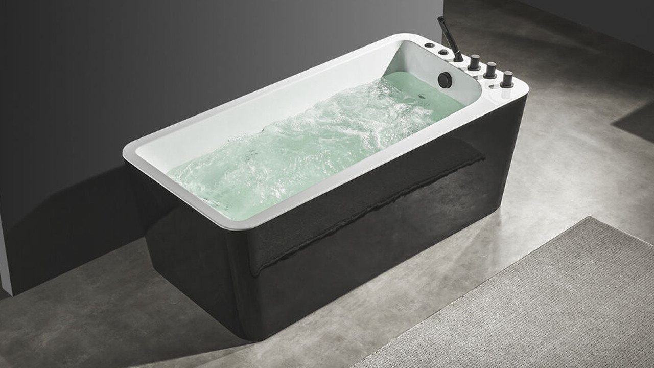 Xlmoebel Whirlpool-Badewanne Exklusive Schwarz-Weiß Badewanne 170x80 inklusive Armaturen, Hergestellt in Europa von Xlmoebel