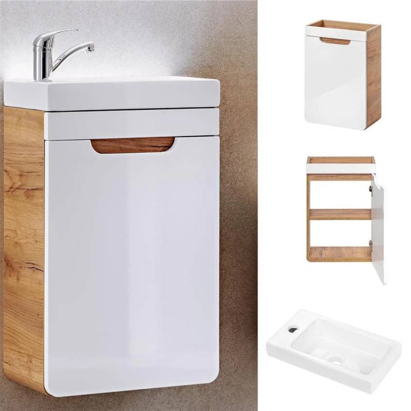 Xlmoebel Badezimmer-Set Badezimmer Einrichtung 5-teiliges Set Waschbecken Kombination, (3-St., Waschtisch + Wandschrank + Spiegel), Hergestellt in Europa von Xlmoebel