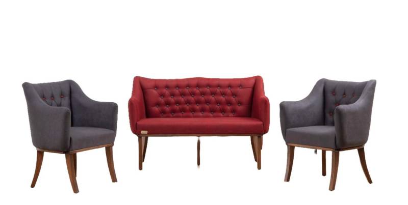 Xlmoebel Bank Einrichtung für Wartezimmer: Chesterfield Bank, Sofa, Couch (3-St., Set 3 tlg. (Bank + 2x Stuhle), Hergestellt in Europa von Xlmoebel