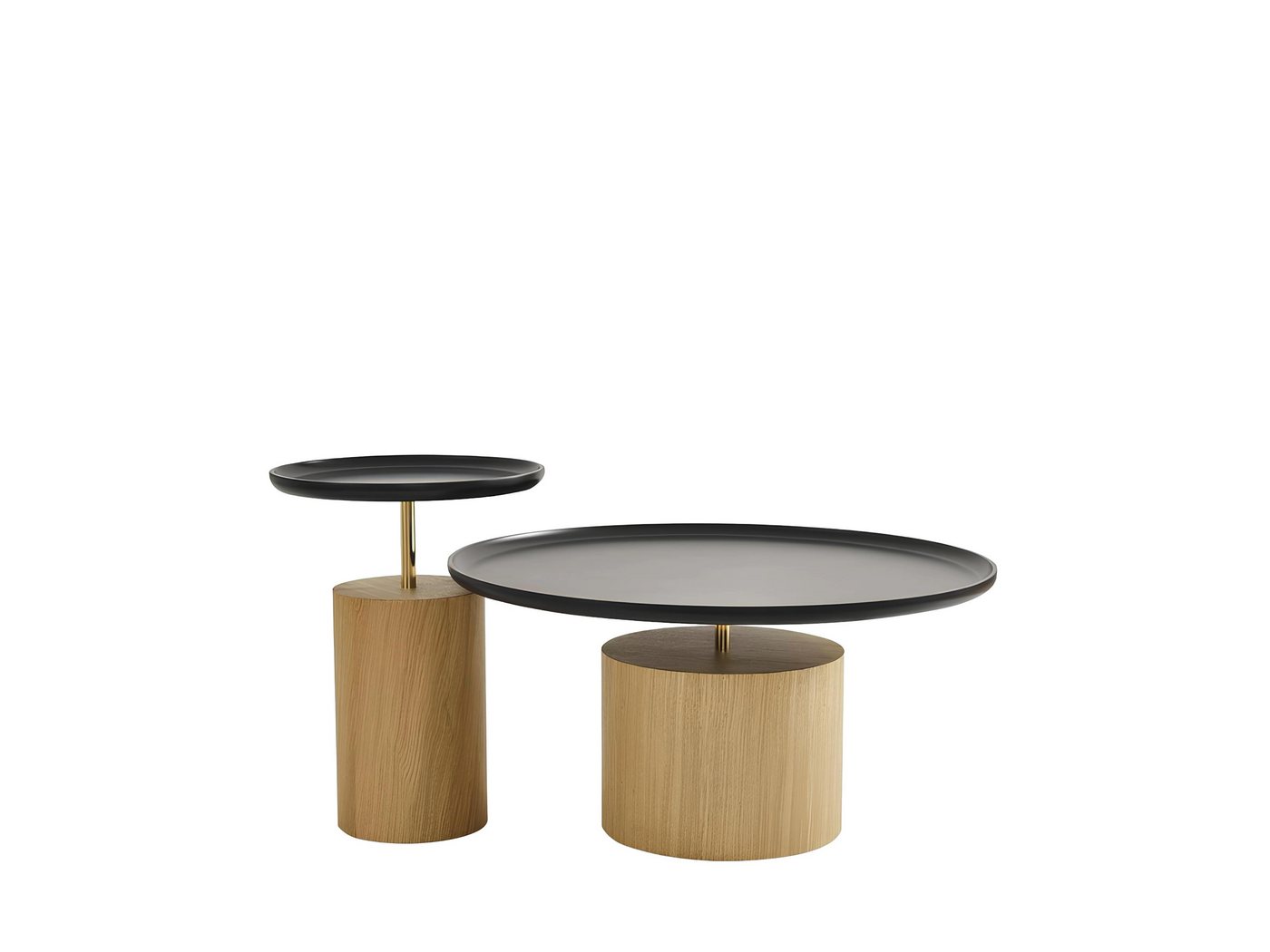 Xlmoebel Couchtisch Neuer runder schwarzer Beistelltisch im Luxus Holz Design (Couchtisch + Beistelltisch), Hergestellt in Europa von Xlmoebel