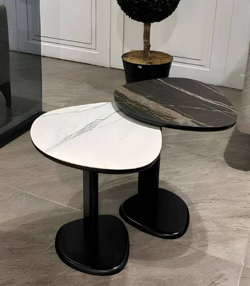 Xlmoebel Beistelltisch Set von Beistelltischen in Weiß und Schwarz mit elegantem Design, (2x Beistelltische), Hergestellt in Europa von Xlmoebel