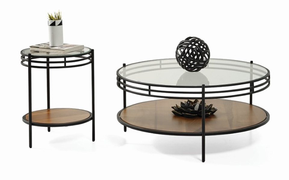 Xlmoebel Beistelltisch Zeitgemäßes Beistelltisch-Ensemble Designer Rundtisch aus Glas (2tlg.Wohnzimmer Set(Couchtisch+Beistelltisch), Hergestellt in Europa von Xlmoebel