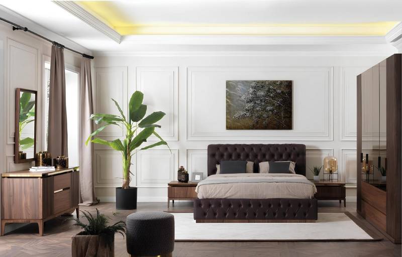 Xlmoebel Bett 6-teiliges Schlafzimmermöbel-Set mit Bett Schrank 2 Nachttischen (6tlg(Bett + Kleiderschrank + 2x Nachttisch + Kommode + Spiegel), Hergestellt in Europa von Xlmoebel