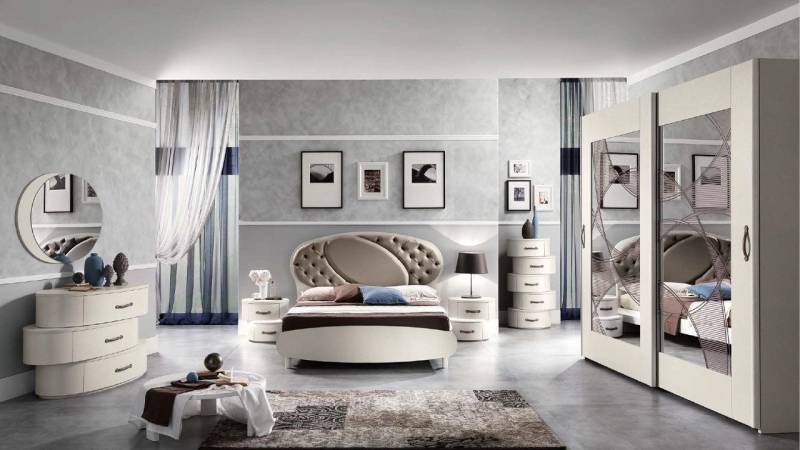 Xlmoebel Schlafzimmer-Set 7-teiliges Schlafzimmermöbel-Set mit Bett Nachttisch Kommode, (Bett+Spiegel+Nachttisch+Kleiderschrank+2x Kommode), Hergestellt in Italy von Xlmoebel