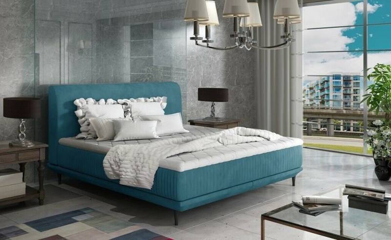 Xlmoebel Polsterbett Bett Schlafzimmer Luxus Textil Möbel Polstermöbel Stil Boxspringbett (1-tlg., Boxspring Bet), Hergestellt in Europa von Xlmoebel